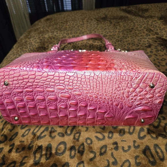 Brahmin Pink Croc-Embossed Tote - Picture 3 of 5